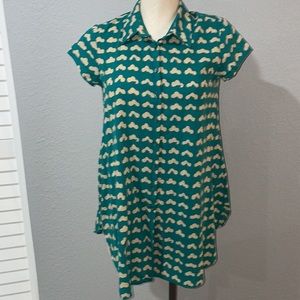 Marimekko Womens Short Sleeve Button Down Tunic Shirt Size XS